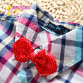 2015 Hot selling 100% cotton short sleeve fashion plaid T shirt for baby boy